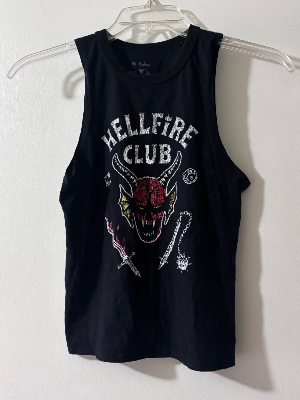Stranger Things Hellfire Club Black Graphic Muscle Tank Top Size Medium